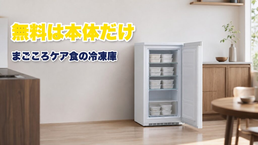 まごころケア食の冷凍庫レンタルで届く小型冷凍庫を明るいキッチンに設置したイメージ