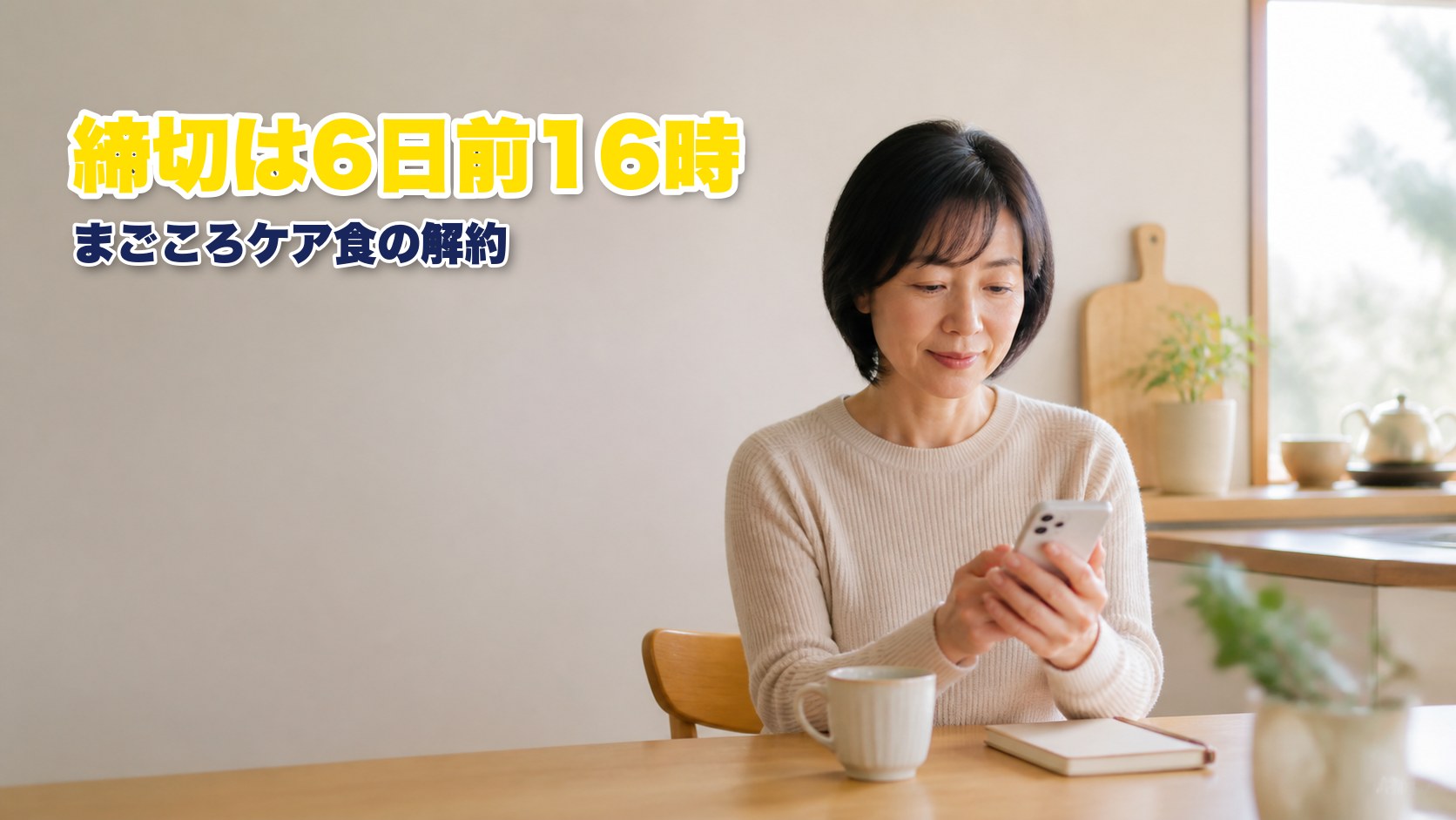 まごころケア食の解約方法と締切（次回お届け日の6日前16時まで）を解説する記事のアイキャッチ